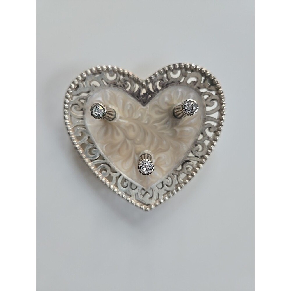Brighton Lacie Daisy Heart Shape 3 Ring Holder With Enamel  & Crystal Details